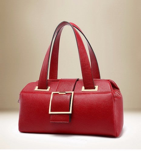 Three Layers Design PU Leather Handbag - Red