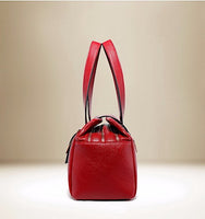 Three Layers Design PU Leather Handbag - Red
