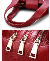 Three Layers Design PU Leather Handbag - Red
