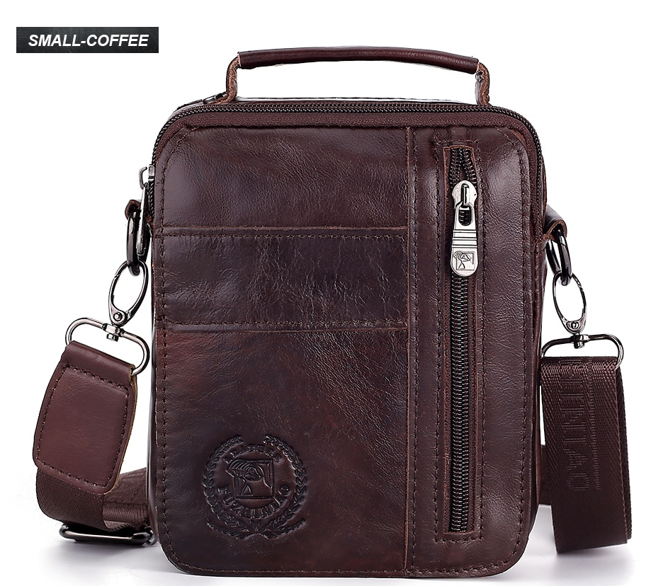 FUZHINIAO High Quality Genuine Cowhide Leather Men Messenger Bag