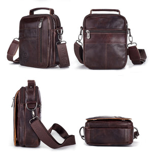 FUZHINIAO High Quality Genuine Cowhide Leather Men Messenger Bag