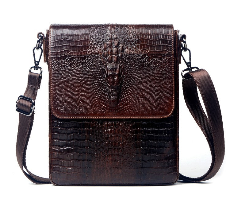 Croc Style Genuine Leather Messenger Bags For Men