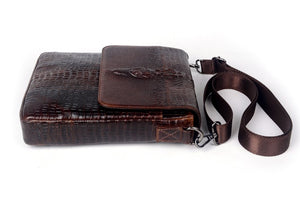 Croc Style Genuine Leather Messenger Bags For Men