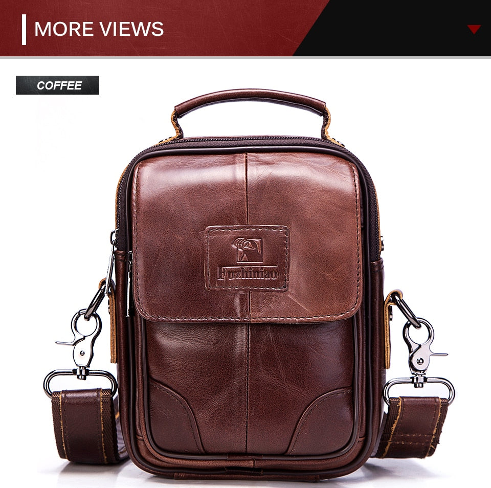 FUZHINIAO Genuine Leather Mens Bag