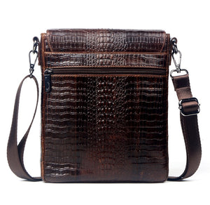 Croc Style Genuine Leather Messenger Bags For Men