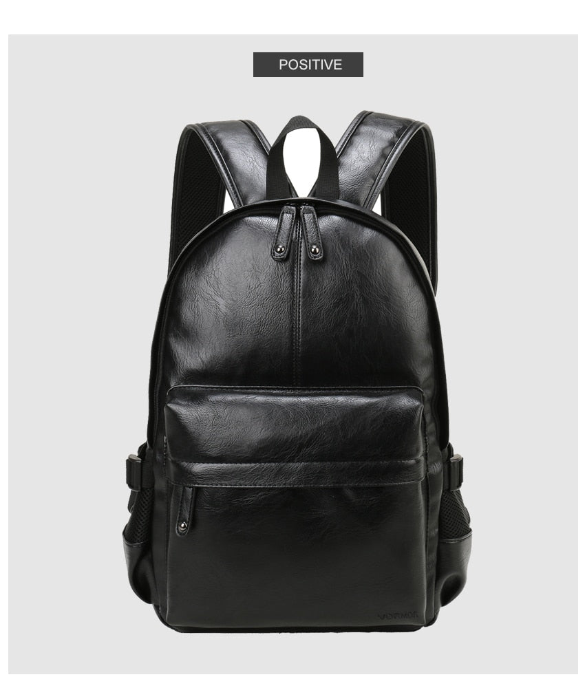 VORMOR Preppy Style Leather School Backpack Bag