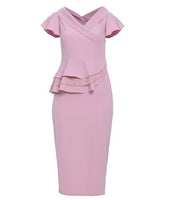 Pencil Double-layered Women's Bodycon Dress - Dark Pink
