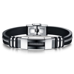 Punk Vintage Stainless Steel Silicone Bracelet