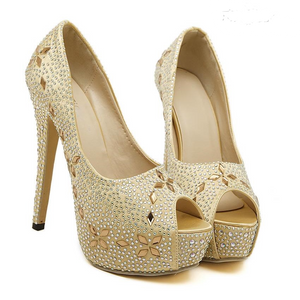 Rhinestone Peep Toe Prom Shoe