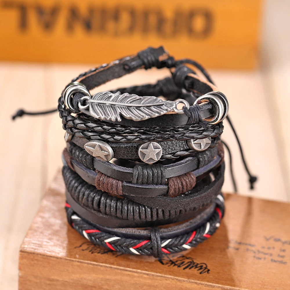 Vintage leather bracelets cheap