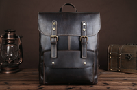 Crazy Horse Cowhide Men Genuine Leather Backpack
