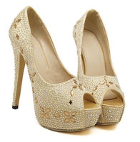 Rhinestone Peep Toe Prom Shoe
